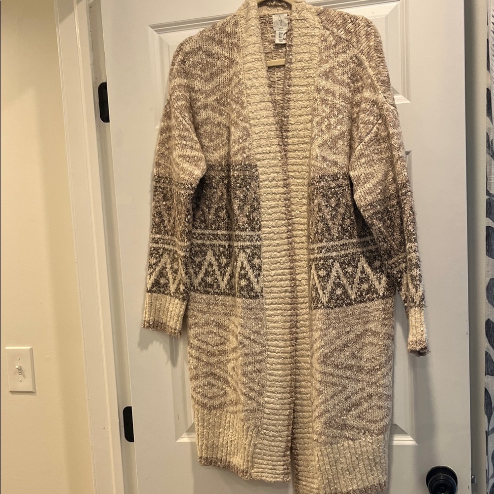 Joie Cream and Gray Patterned Cardigan